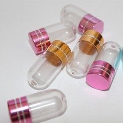 15mm PS 투명 플라스틱 알약 병 컨테이너 1 캡슐